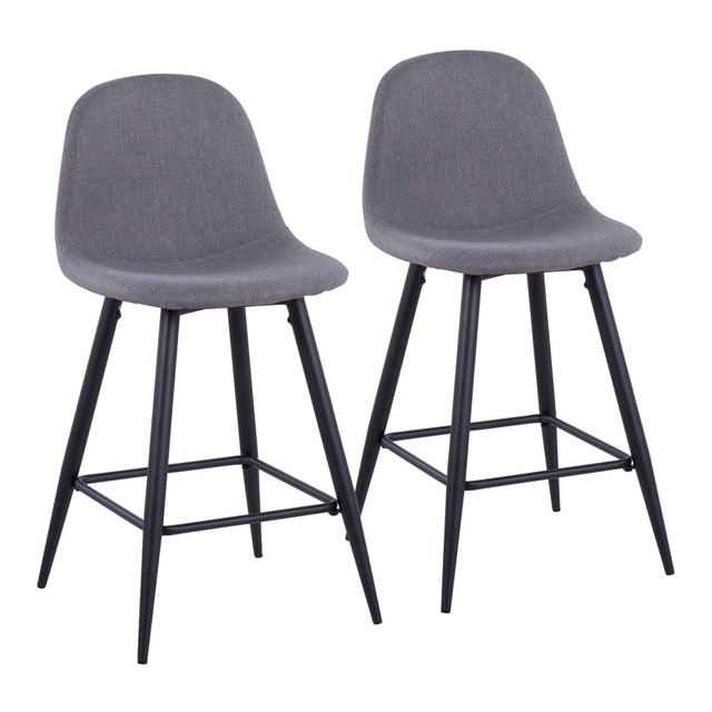 LUMISOURCE, LLC B24-PEB BKCHAR2 LumiSource Pebble Counter Stools, Black/Charcoal, Set Of 2 Stools