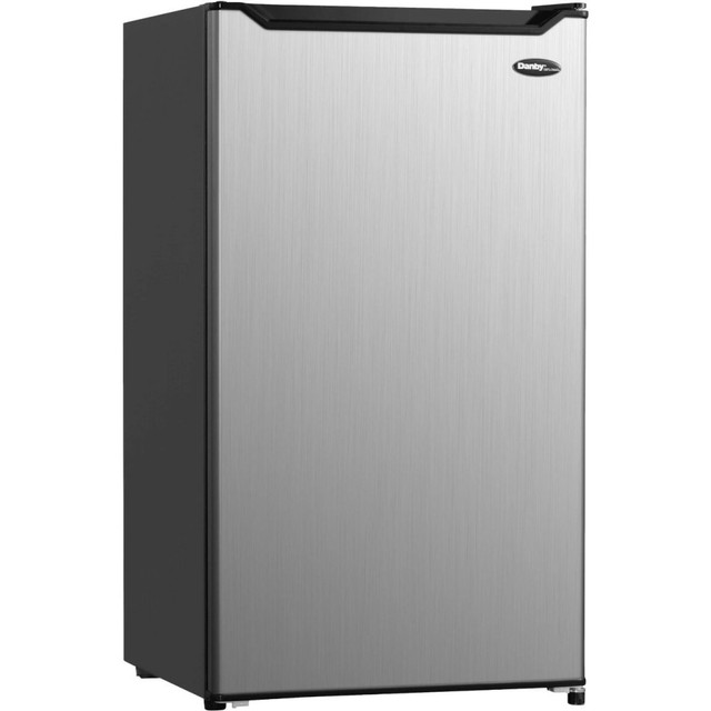 DANBY PRODUCTS LIMITED DCR044B1SLM Danby Diplomat 4.4 cu. ft. Compact Refrigerator - 4.40 ft³ - Reversible - 4.40 ft³ Net Refrigerator Capacity - 120 V AC - Stainless Steel, Black