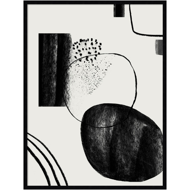 UNIEK INC. A42707159525 Amanti Art Abstract Composition Charcoal by Teju Reval Wood Framed Wall Art Print, 41inH x 31inW, Black