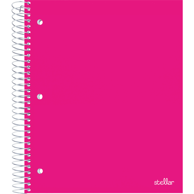 OFFICE DEPOT ODDI-STLCR-PIN  Brand Stellar Poly Notebook, 8-1/2in x 11in, 3 Subject, College Ruled, 150 Sheets, Pink