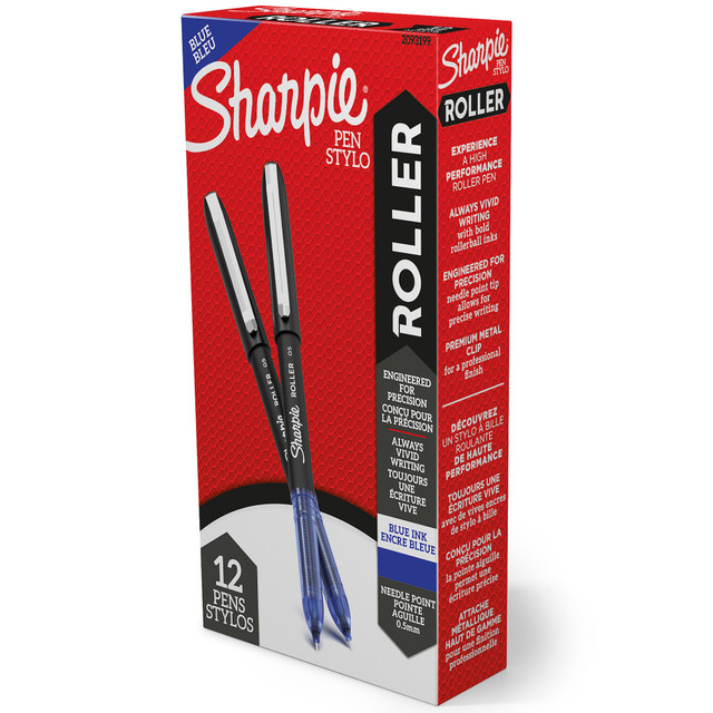 NEWELL BRANDS INC. 2093199 Sharpie Rollerball Pen, Needle Point, 0.5mm, Blue Ink, Pack Of 12 NEWELL BRANDS INC. 2093199 Sharpie Rollerball Pen, Needle Point, 0.5mm, Blue Ink, Pack Of 12