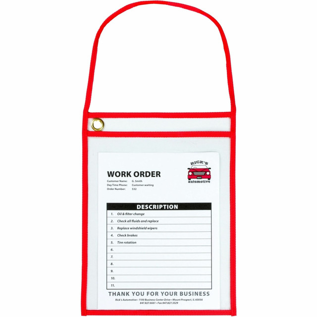 C-LINE PRODUCTS, INC. 41924 C-Line Hanging Strap Shop Ticket Holder - Support 9in x 12in Media - Red, Clear - 15 / Box C-LINE PRODUCTS, INC. 41924 C-Line Hanging Strap Shop Ticket Holder - Support 9in x 12in Media - Red, Clear - 15 / Box
