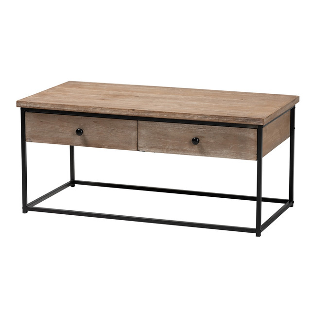 WHOLESALE INTERIORS, INC. 2721-12490 Baxton Studio Roderick Modern And Contemporary Coffee Table, 17-3/4inH x 39-7/16inW x 19-3/4inD, Oak/Black WHOLESALE INTERIORS, INC. 2721-12490 Baxton Studio Roderick Modern And Contemporary Coffee Table, 17-3/4inH x 39-7/16inW x 19-3/4inD, Oak/Black