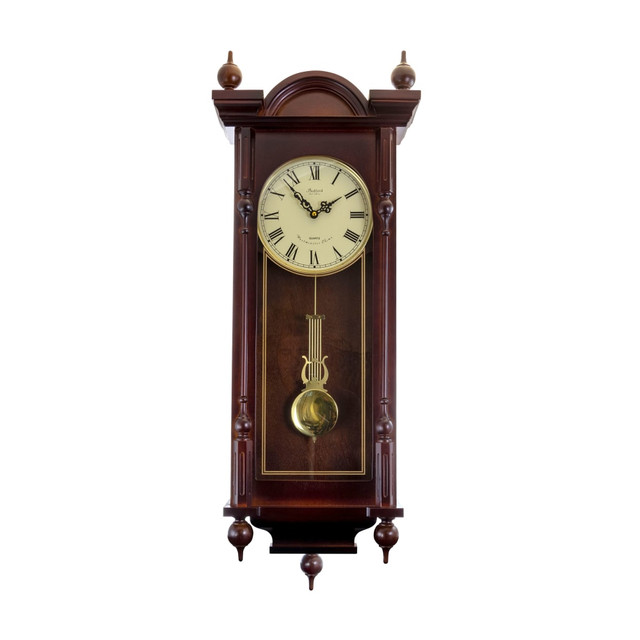 MEGAGOODS, INC. Bedford Clocks 99597152M  Wall Clock, 31inH x 14-1/2inW x 5-1/4inD, Cherry