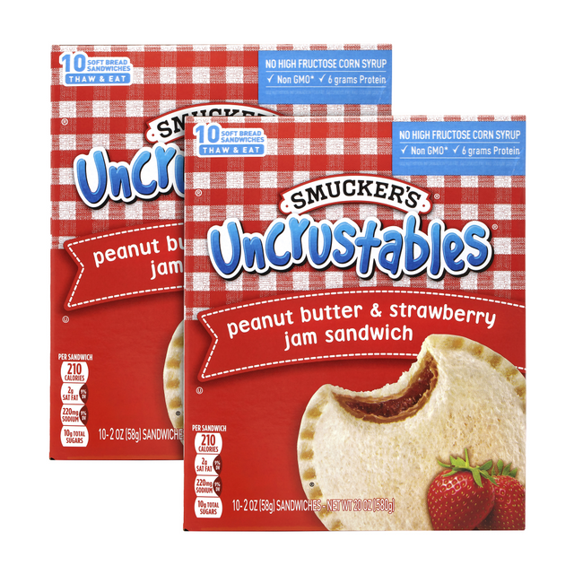 NATIONAL BRAND 903-00133 Smuckers Uncrustables Peanut Butter & Strawberry Sandwiches, 2 Oz, 10 Sandwiches Per Box, Pack Of 2 Boxes