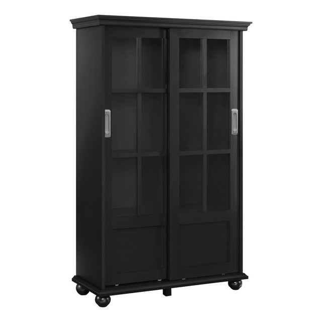 AMERIWOOD INDUSTRIES, INC. 9448496COM Ameriwood Home Aaron Lane 51inH 4-Shelf Bookcase With Sliding Glass Doors, Black