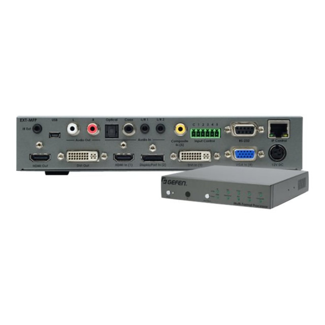 GEFEN LLC EXT-MFP Gefen Multi-Format Processor (EXT-MFP) - Functions: Video Processing, Video Scaling - 1920 x 1080 - VGA - DVI - DisplayPort - USB - Audio Line In - Audio Line Out - 1 Pack - PC, Mac - Rack-mountable