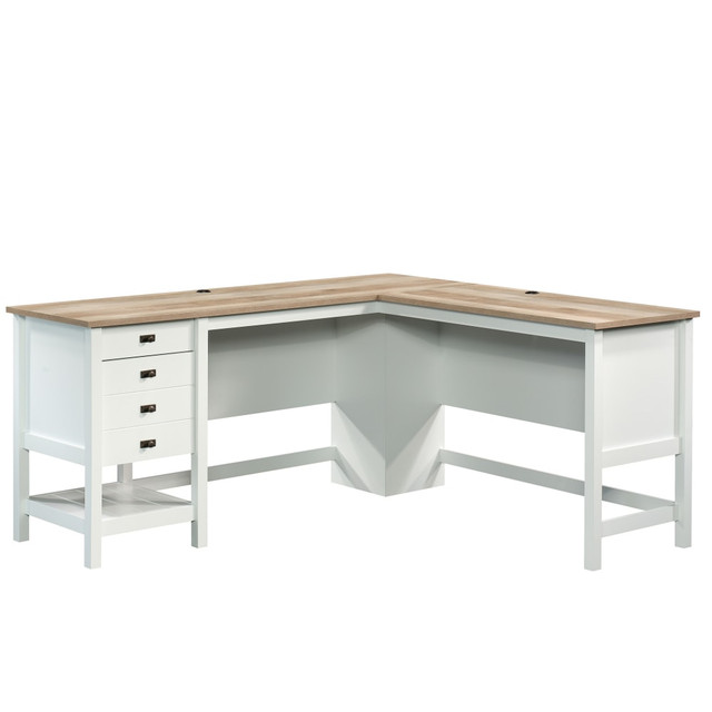 SAUDER WOODWORKING CO. 428225 Sauder Cottage Road 65inW L-Shaped Corner Desk, Soft White/Oak