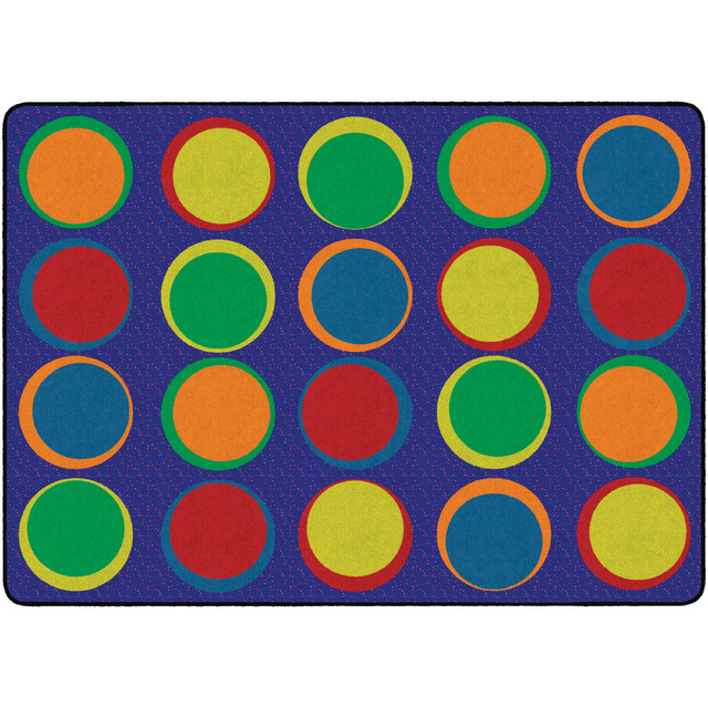 Great for show-and-tell or playing fun games in the classroom, this rug features spots for 24 students. The rug is made of nylon to let children sit comfortably and can be vacuumed or dry cleaned.  Nylon rug lets students enjoy a comfortable seat.  Seating space for 24 children.  Vacuum or dry clean for easy maintenance.  This product is heavy and/or oversized and may need more than one person to handle.