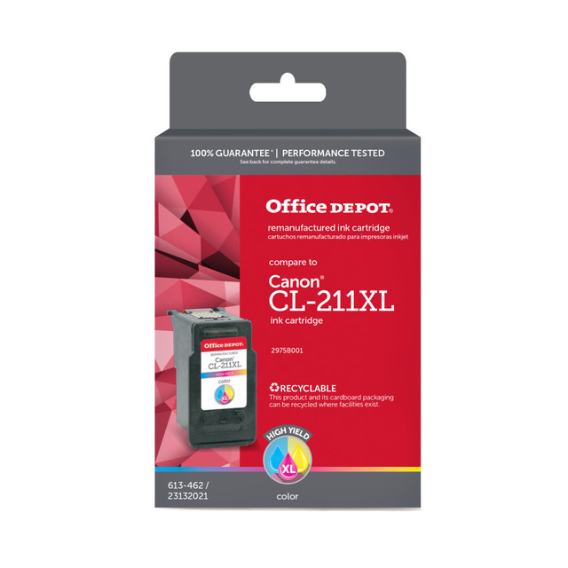 CLOVER TECHNOLOGIES GROUP, LLC ODCL211XL Office Depot Remanufactured Tri-Color High-Yield Ink Cartridge Replacement For Canon CL-211XL CLOVER TECHNOLOGIES GROUP, LLC ODCL211XL Office Depot Remanufactured Tri-Color High-Yield Ink Cartridge Replacement For Canon CL-211XL