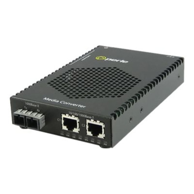 PERLE SYSTEMS Perle 05083104  S-1110DPP-S2SC120 - Fiber media converter - GigE - 10Base-T, 100Base-TX, 1000Base-T, 1000Base-EZX - SC single-mode / RJ-45 - up to 74.6 miles - 1550 nm