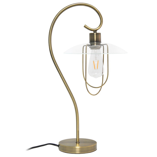 ALL THE RAGES INC Lalia Home LHT-4000-AB  Modern Metal Scroll Table Lamp, 22-1/4inH, Clear Shade/Antique Brass Base