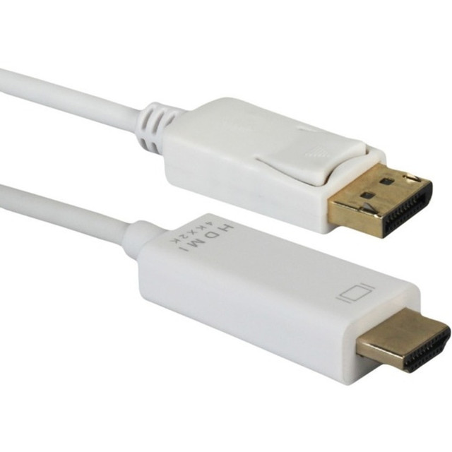 QVS, INC. QVS DPHD-03W  DisplayPort To HDMI 4K Digital A/V White Cable, 3ft