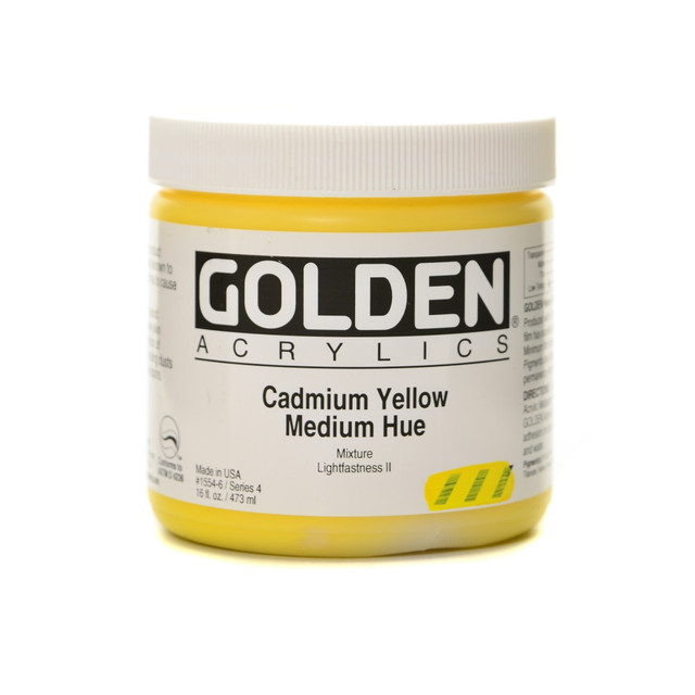 GOLDEN ARTIST COLORS, INC. Golden 1554-6  Heavy Body Acrylic Paint, 16 Oz, Cadmium Yellow Medium Hue