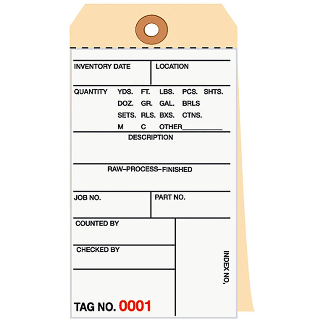 B O X MANAGEMENT, INC. G15031 B O X Packaging Manila Inventory Tags, 2-Part Carbonless, 1000-1499, Box Of 500