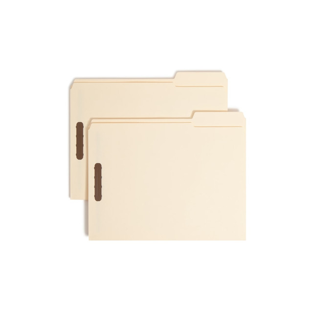 SMEAD MFG CO 14580 Smead Top-Tab Fastener Folders With Tab, Letter Size, 2/5 Cut, Manila, Box Of 50