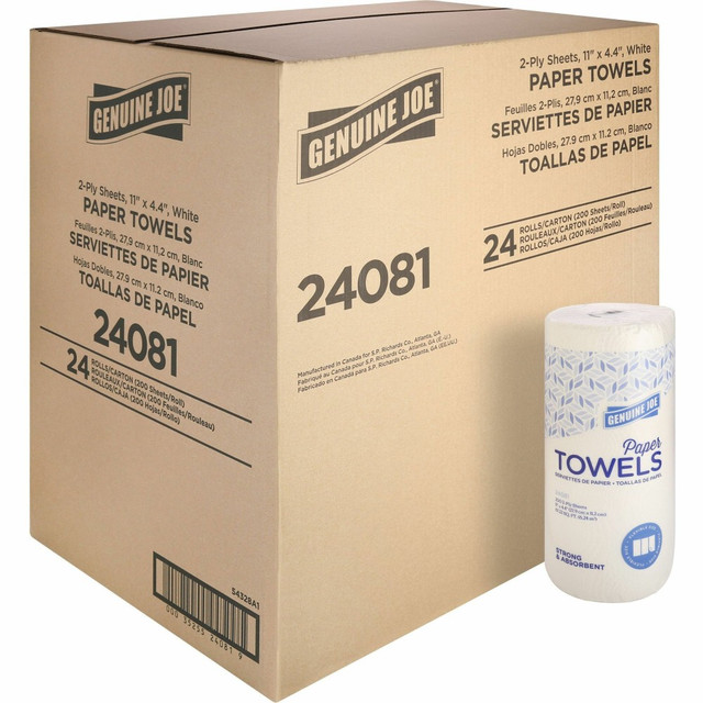 SP RICHARDS 24081 Genuine Joe 2-Ply Household Paper Towels, 100% Recycled, 100 Sheets Per Roll, Pack Of 24 Rolls SP RICHARDS 24081 Genuine Joe 2-Ply Household Paper Towels, 100% Recycled, 100 Sheets Per Roll, Pack Of 24 Rolls