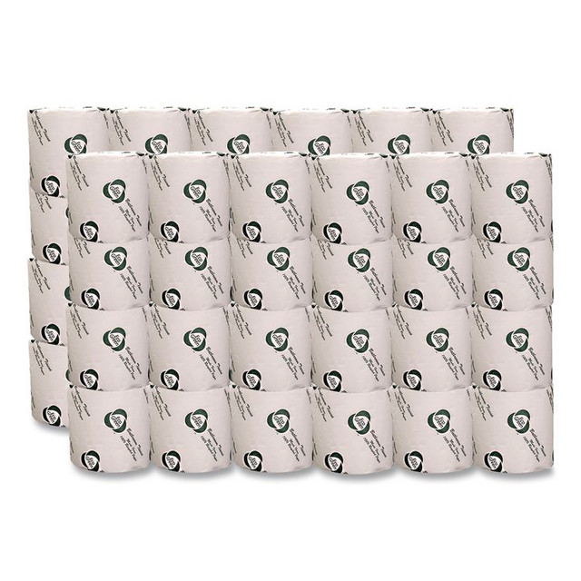 AMERICAN PAPER CONVERTING Eco Green® EB8542 Recycled Two-Ply Standard Toilet Paper, Septic Safe, White, 4.25" Wide, 500 Sheets/Roll, 80 Rolls/Carton