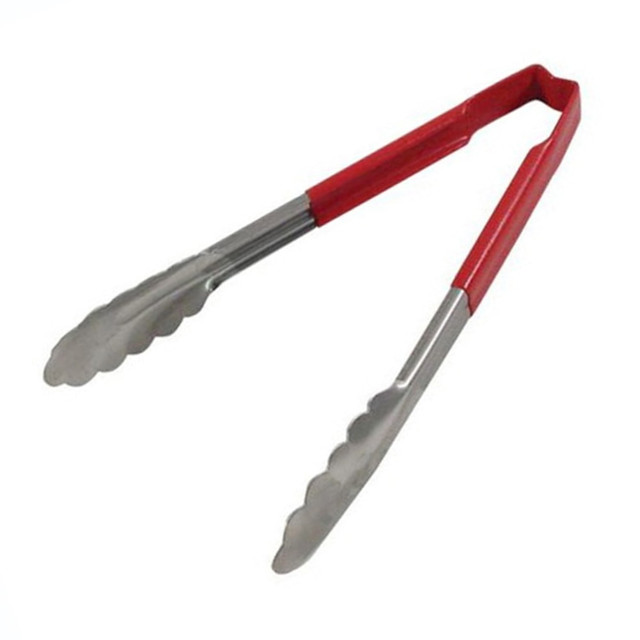 THE VOLLRATH COMPANY 4780940 Vollrath 9in Tongs With Antimicrobial Protection, Red