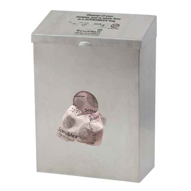 THE SCENSIBLE SOURCE COMPANY, LLC CDSS Hospeco Scensibles Combo Stainless Steel Waste Receptacle/Dispenser, 4-7/16inH x 8-1/2inW, Silver THE SCENSIBLE SOURCE COMPANY, LLC CDSS Hospeco Scensibles Combo Stainless Steel Waste Receptacle/Dispenser, 4-7/16inH x 8-1/2inW, Silver