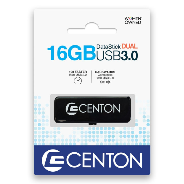 CENTON ELECTRONICS, INC. Centon S1-U3D2-16G  Datastick Dual USB 3.0 Drive, 16GB, Black