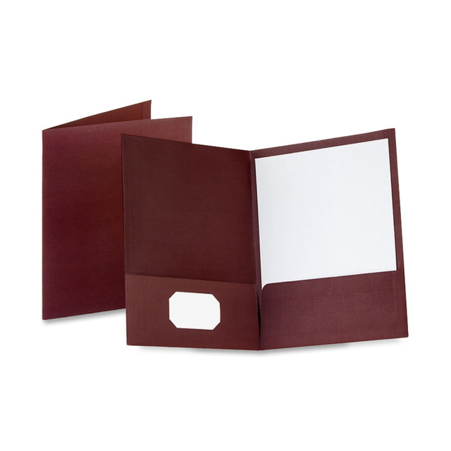 ESSELTE CORP 53441 Oxford Linen Twin-Pocket Folders, 8 1/2in x 11in, Burgundy, Pack Of 25