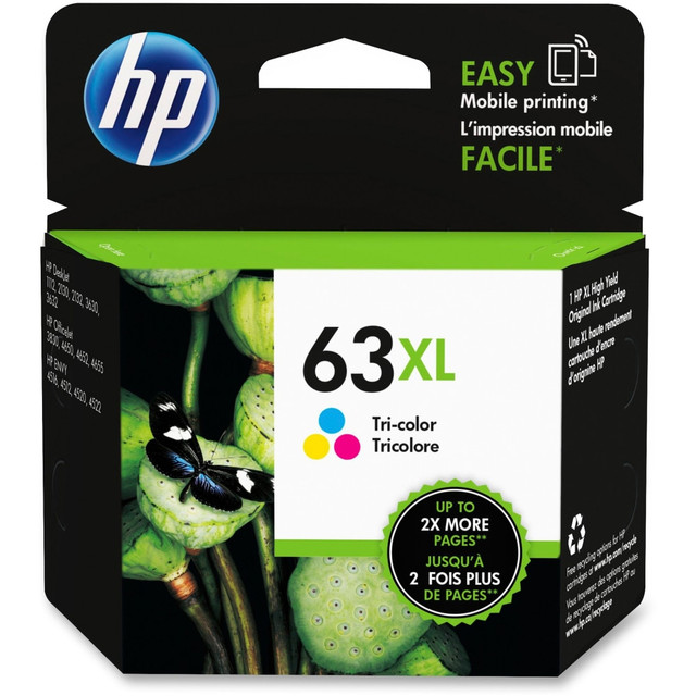 HP INC. HP F6U63AN  63XL Tri-Color High-Yield Ink Cartridge, F6U63AN