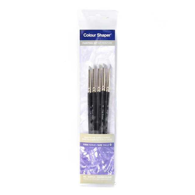 TRI-COR DISTRIBUTORS 12901 Colour Shaper Painting And Pastel Blending Tools, No. 0, Assorted Firm, Black, Set Of 5