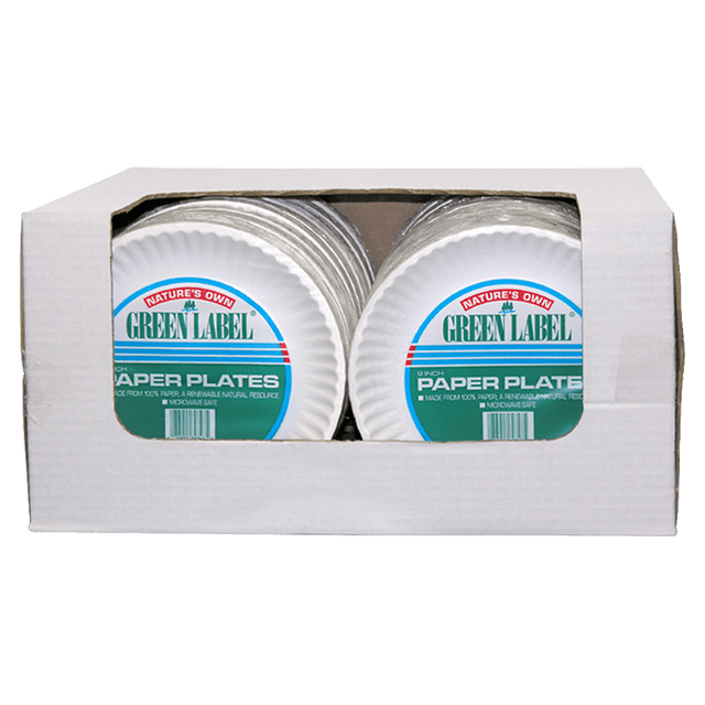 AJM PACKAGING CORPORATION PP9GRA AJM Green Label Paper Plates, 9in, White, Box Of 1,200 Plates AJM PACKAGING CORPORATION PP9GRA AJM Green Label Paper Plates, 9in, White, Box Of 1,200 Plates