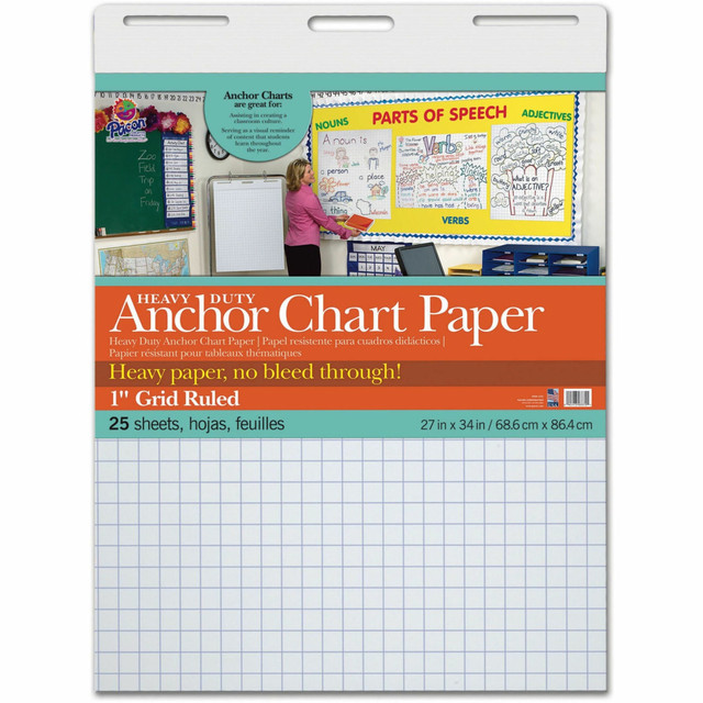 PACON CORPORATION 3372 Pacon Heavy Duty Anchor Chart Paper, 27in x 34in, Grid Ruled, 25 Sheets, White, 4 Packs PACON CORPORATION 3372 Pacon Heavy Duty Anchor Chart Paper, 27in x 34in, Grid Ruled, 25 Sheets, White, 4 Packs