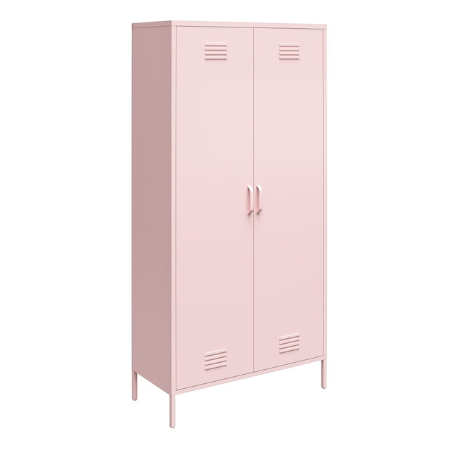 AMERIWOOD INDUSTRIES, INC. 7911928COM Ameriwood Home Cache Tall 2-Door Metal Locker Cabinet, 72-7/8inH x 35-7/16inW x 15-3/4inD, Pink