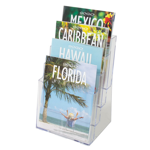 DEFLECT-O CORPORATION 77441 Deflecto Literature DocuHolder, 4 Magazine Compartments, 13 5/8inH x 9 3/8inW x 7inD, Clear DEFLECT-O CORPORATION 77441 Deflecto Literature DocuHolder, 4 Magazine Compartments, 13 5/8inH x 9 3/8inW x 7inD, Clear