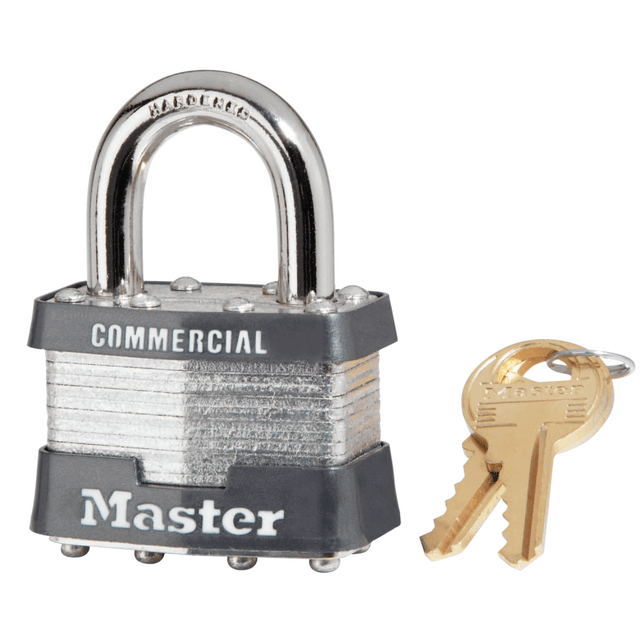 MASTER LOCK COMPANY LLC 470-1DCOM No. 1 Laminated Steel Pin Tumbler Padlocks, 5/16 Dia, 15/16 L X 3/4 W, Carded