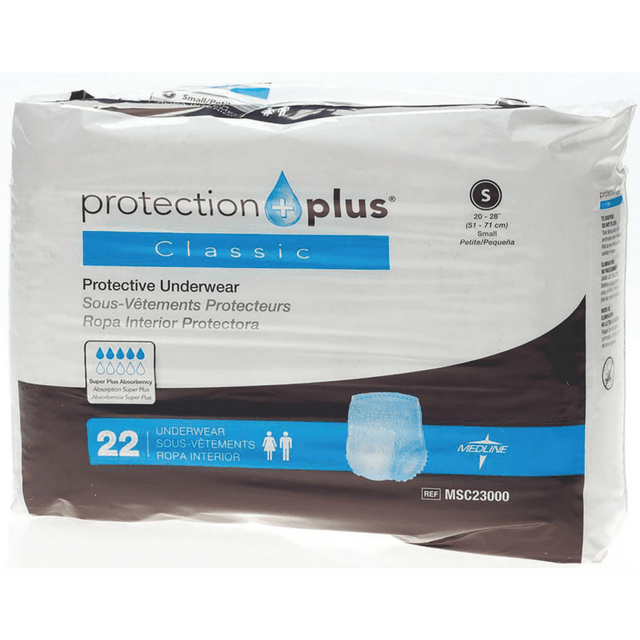 MEDLINE INDUSTRIES, INC. Protection Plus MSC23000H  Classic Protective Underwear, Small, 20 - 28in, White, Bag Of 22