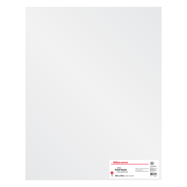 OFFICE DEPOT 454157 Brand Foam Boards, 20in x 30in, White, Pack Of 3 OFFICE DEPOT 454157 Brand Foam Boards, 20in x 30in, White, Pack Of 3