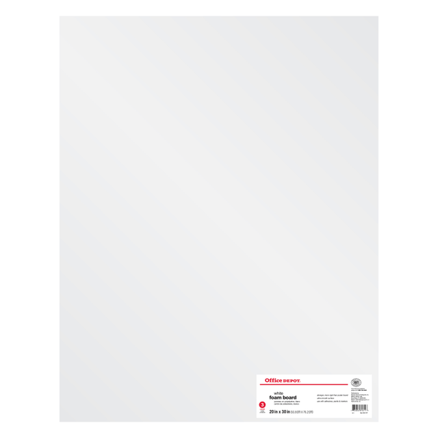 OFFICE DEPOT 454157 Brand Foam Boards, 20in x 30in, White, Pack Of 3 OFFICE DEPOT 454157 Brand Foam Boards, 20in x 30in, White, Pack Of 3
