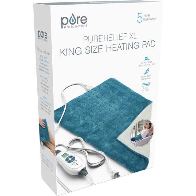 BEAR DOWN CONSULTING PEHPAD24-B Pure Enrichment PureRelief XL King Size Heating Pad, 23-1/2in x 11-1/2in, Turquoise Blue