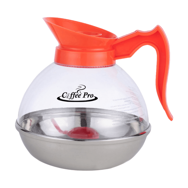 ORIGINAL GOURMET FOOD CO. CPU13 Coffee Pro 12-Cup Polycarbonate Decaf Unbreakable Coffee Decanter, Clear/Orange ORIGINAL GOURMET FOOD CO. CPU13 Coffee Pro 12-Cup Polycarbonate Decaf Unbreakable Coffee Decanter, Clear/Orange