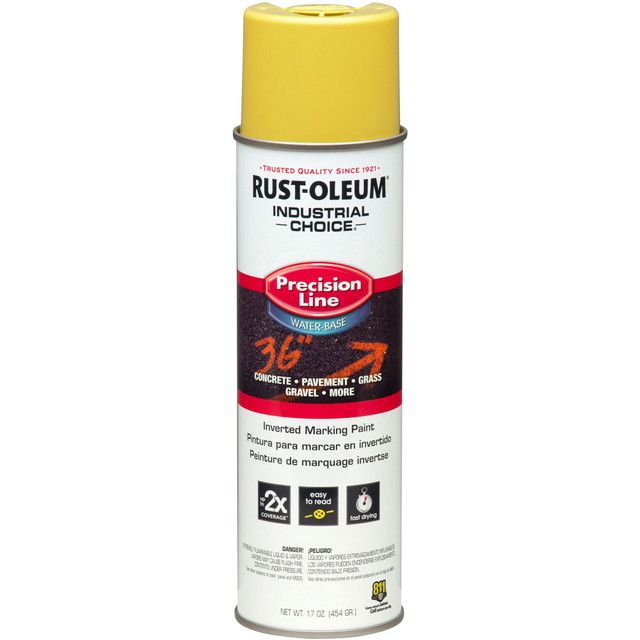 RUST-OLEUM CORPORATION 203034 Rust-Oleum Industrial Choice M1800 System Water-Based Precision Line Inverted Marking Paint, 17 Oz, High-Visibility Yellow, Pack Of 12 Cans