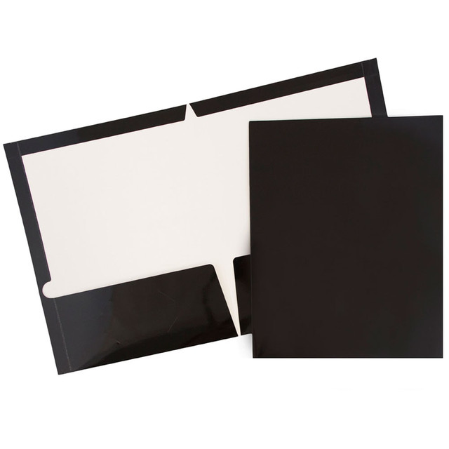 JAM PAPER AND ENVELOPE JAM Paper 385GBLA  Glossy 2-Pocket Presentation Folders, Black, Pack of 6