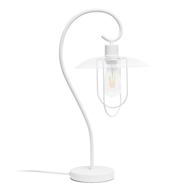 ALL THE RAGES INC LHT-4000-WH Lalia Home Modern Metal Scroll Table Lamp, 22-1/4inH, Clear Shade/Matte White Base