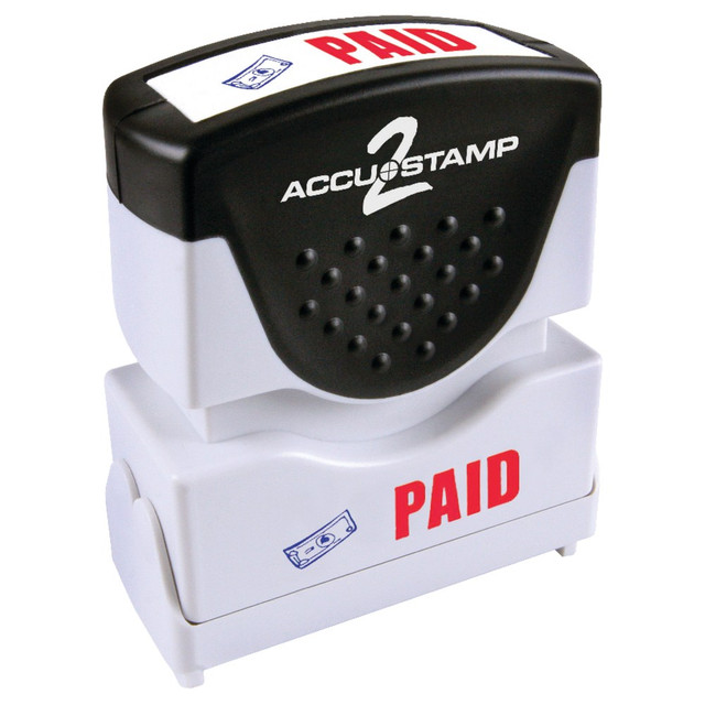 CONSOLIDATED STAMP MFG CO 035535 AccuStamp Pre-Ink Message Stamp, "Paid", Blue/Red