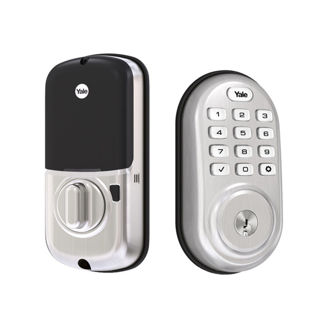YALE SECURITY Yale R-YRD216-NR-619  Real Living YRD216 Assure Lock Push Button - Door lock - key, electronic - 5 pins - touch keypad - satin nickel