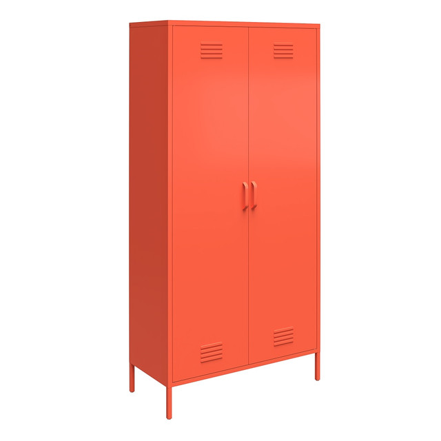 AMERIWOOD INDUSTRIES, INC. 7911813COM Ameriwood Home Cache Tall 2-Door Metal Locker Cabinet, 72-7/8inH x 35-7/16inW x 15-3/4inD, Orange