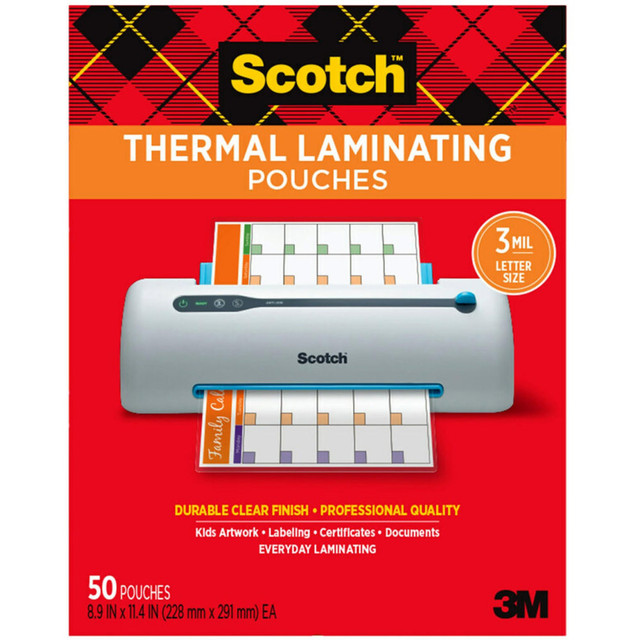 3M CO TP3854-50 Scotch Thermal Laminating Pouches TP3854-50, 8-7/8in x 11-3/4in, Clear, Pack Of 50 Laminating Sheets 3M CO TP3854-50 Scotch Thermal Laminating Pouches TP3854-50, 8-7/8in x 11-3/4in, Clear, Pack Of 50 Laminating Sheets