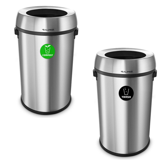ADIR CORP. ALP470-65L-CO-T Alpine Industries Stainless Steel Open Top Compost And Trash Station, 17 Gallons, Silver ADIR CORP. ALP470-65L-CO-T Alpine Industries Stainless Steel Open Top Compost And Trash Station, 17 Gallons, Silver