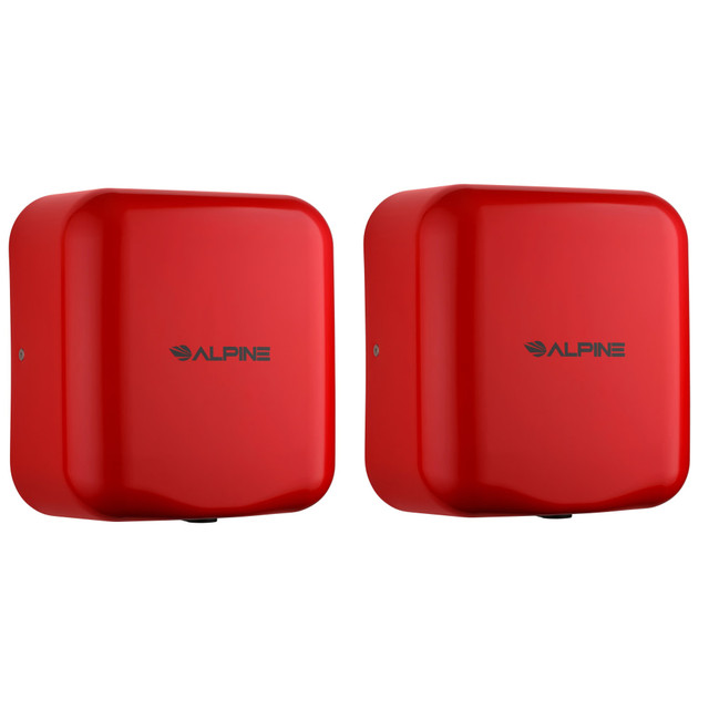 ADIR CORP. ALP400-10-RED-2PK Alpine Industries Hemlock Commercial Automatic High-Speed Electric Hand Dryers, Red, Pack Of 2 Dryers
