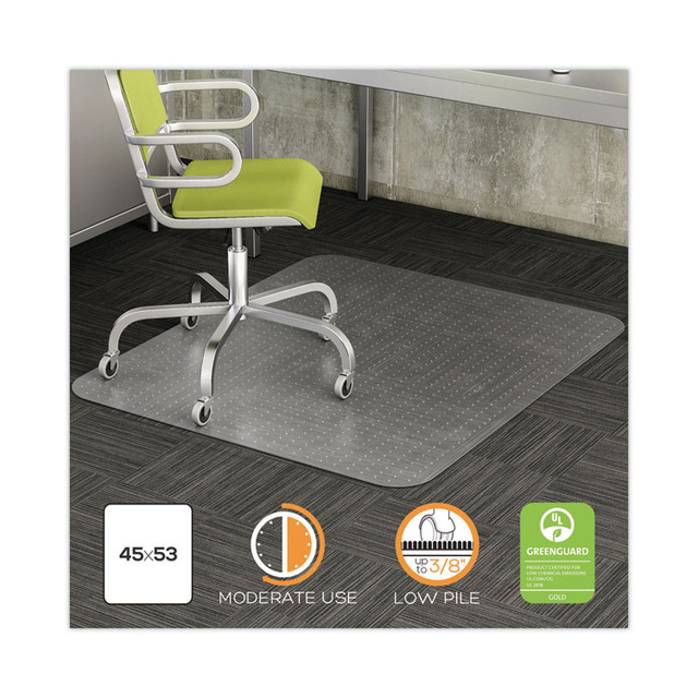 DEFLECTO CORPORATION CM13242 DuraMat Moderate Use Chair Mat for Low Pile Carpeted Floors, Rectangular, Beveled Edges, 45" x 53", Clear, Ships Flat