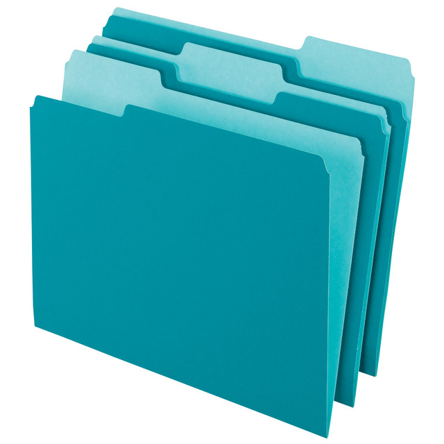 OFFICE DEPOT OD152 1/3 TEA  Brand 2-Tone File Folders, 1/3 Tab, Letter Size, Teal, Pack Of 100