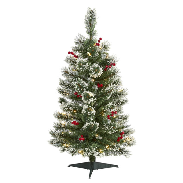 NEARLY NATURAL INC. T1625 Nearly Natural Frosted Swiss Pine Artificial Christmas Tree, 3'H